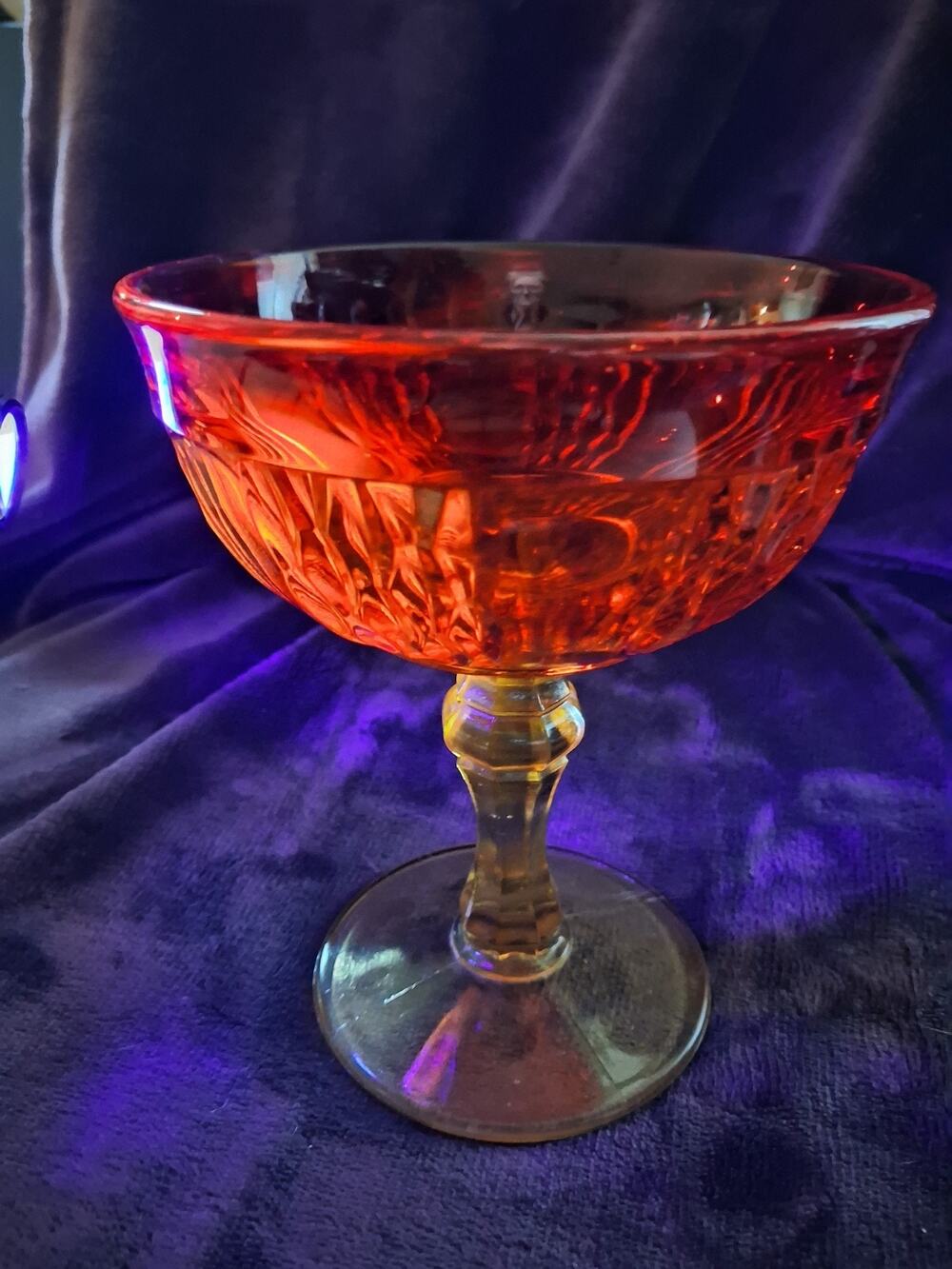 Vintage Indiana Glass Amberina Compote Pedestal Bowl Honeycomb Panels 6.75"